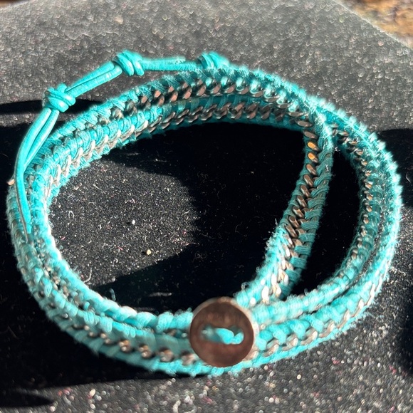 Chan Luu Aqua and Silver Braided Bracelet - Picture 2 of 3